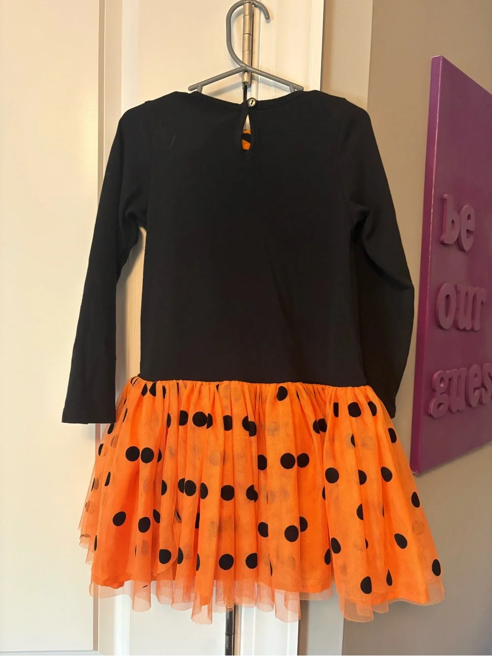 Girls Black & Orange Halloween Cat Pumpkin Costume Dress with Striped leggings